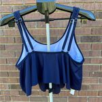 SouqFone Tankini Swim Top Womens Size XL Navy Blue Ruffled Adjustable Strap New Photo 3