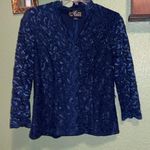 Alex Evenings navy blue glitter lace top vintage • black tie evening dress top Photo 0
