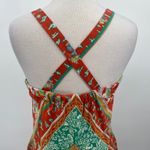 Vintage 70s Striped Maxi Dress Crossback Sleeveless Red Green Gold Womens Small Photo 5