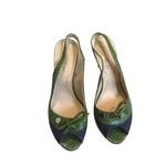 Tod's Fabric & Leather Peep Toe Slingback Sandals Photo 2