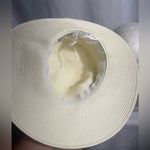Nordstrom Wide Brim Sun Hat White Straw Floppy Black Band One Size Photo 3