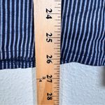 Nina Kendosa Blue Striped Linen Short Sleeve Button Down Shirt L Beachy Vacation Size L Photo 2