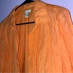 Chico's L Jacket Orange Windbreaker Gauzy Open Front Collar 3/4 Sleeve Photo 1