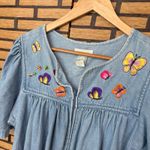 Bechamel‎ Denim Zip Up Butterfly Embroidered Dress Size Medium Petite Photo 2