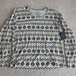 Women's NEW Tommy John Small Long Sleeve Winter Snowflake Shirt Soft Silky White Photo 0