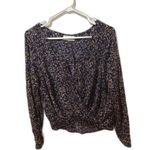 Urban Outfitters  Mayfair Drapery Surplice Top keyhole navy print Medium M Photo 3