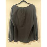 H by Halston Women’s H Halston Cotton Sheer Long Sleeve Blouse XL Business Casual Office wear Photo 3