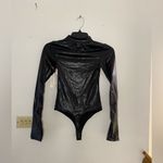 Open Edit NWT  black faux leather mock turtleneck bodysuit size  XXS Photo 2