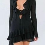 NWT Rumored Waterfall polka dot sheer Mini dress Black Size M Photo 0