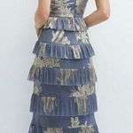 After Six  Ruffle Tiered‎ Skirt Metallic Pleated Midi Dress Size XS Photo 1