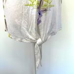 Chico's Chico’s White Multicolor Tropical Floral Print Short Sleeve Knotted Hem Top 1/M Photo 3