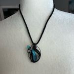 Labradorite ianiras artifacts black wire necklace Photo 4