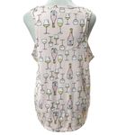 KIKIT Pink & White Graphic Wine Glass Soft Ribbed Pajama Tank Top Size Large Photo 3