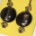 Shimmer Brown Round Beads Boho Dangling Pierced Earrings Photo 1