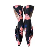 Anthropologie  Shoe SlipOn Bow Floral Print Satin Point Toe Blue Pink Blk. 8.5 Photo 3