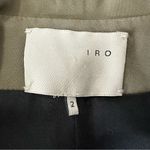 IRO Olive Green Denim Moto Biker Jacket Zippered Pointed Collar size 2 Photo 7