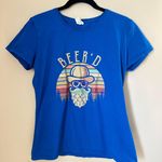 Fruit of the Loom Funky Beer Beard Blue Graphic T Shirt Photo 2