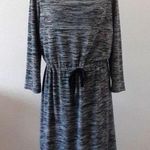 Loft Black Spacedye Textured Drawstring Waist 3/4 Sleeve Dress $69 L Photo 0