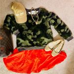 Workshop Republic Clothing 🆕 Faux Fur Camouflage Crew Neck Sweatshirt XS 💚 Photo 9