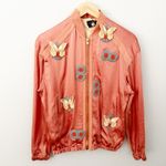Joseph  | Luxury Satin Bomber Jacket Coral Peach Butterfly Appliqué | 38, Medium Photo 1