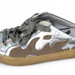 Bibi Lou X Anthropologie 35 / 5 Gamin Sneakers Slip On Metallic Silver Runners Photo 1
