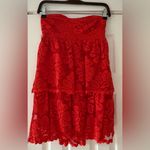Maeve  Anthropologie Strapless Red Lace‎ Dress Size XS EUC Photo 3