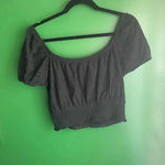 Hollister Black Crop Top Belly Shirt Eyelet Cute! EUC Size L Large Photo 2