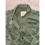 Hollister Women's Utility Distressed Jacket Shirt Army Green Size Large NWT Photo 2
