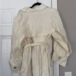 Mango  MNG 100% Linen Cream Long Length Trench Coat Waist Tie NWT NEW Photo 8