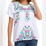 YZXDORWJ Women's Embroidered Mexican Peasant Blouse Mexico Summer Shirt White Size XL Photo 0