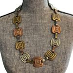 Vintage Set Statement Necklace Bracelet Metal Chain Link Southwest Western Boho Silver Photo 2