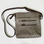 Giani Bernini Grey Faux Ostrich Leather Embossed Small Crossbody Bag Purse Photo 1