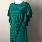 Saylor | Green Striped Tulip Hem Ruffle Sleeve Dress Sz S Photo 2