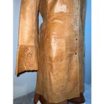 wilson's leather  Duster Caramel Tan Trench Eyelet 70s Pearl Snaps Coat Photo 4