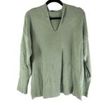 Tahari Womens Sweater Hooded Pullover Ribbed Green L Photo 0