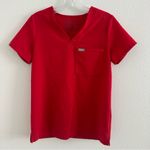 FIGS Catarina One Pocket Red V-neck Scrub Top Size: XXS Photo 0