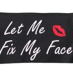 Cute Black Fix My Face Canvas Zip Top Makeup Pouch Photo 0
