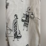 Hot Cotton vintage linen short sleeve, black & white print, button down shirt. M Size M Photo 2