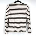 J. McLaughlin XS Striped Sweater Cotton Modal Soft White Chocolate Brown LS Photo 3