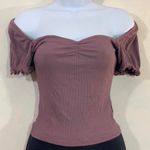 Soprano Off Shoulder Mauve Crop Top Photo 0