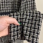 Sandro  Tweed Jacket Blazer Size Large 10-12 Black White Ribbon Detail Buttons Photo 6