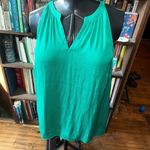 CAbi Spring Lush bright green split neck sleeveless shirt Photo 2
