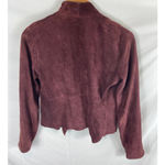 Theory Kanya Galatia Burgundy Wine Lamb Suede Drape Front Crop Jacket Size P Photo 6