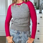 Banana Republic Pink Grey & blue long sleeve wool knit - so soft! Photo 5