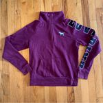 VICTORIAS SECRET PINK Y2K 1/4 Zip Pullover Sweatshirt Maroon Dog size XS Purple Photo 0