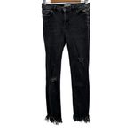 Free People Dark Gray Stone Wash Mid Rise Distressed Raw Hem Cropped Jeans Sz 27 Photo 17