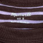 Madewell NEW  Whisper Cotton Rib-Crewneck Tee Stripes Brown Purple Women’s Small Photo 2