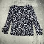 Banana Republic  Shirt Women Small Blue White Floral Flowers Casual Office Travel Photo 1