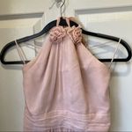 AMSALE Blush Pink Halter Mini Dress Bridesmaid Rose Detail Size 8 G577C Photo 2