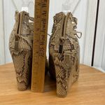 Bamboo  Royce Snake Print Lace Up Cage Wedge‎ Shoes Tan Brown 7.5 Peep Toe Photo 8